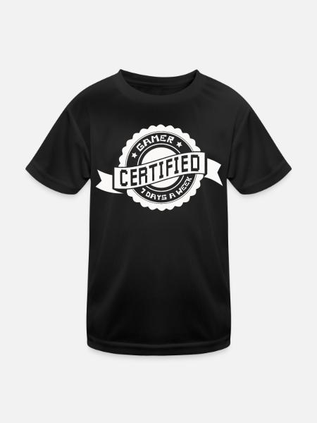 Zertifizierter Gamer – 7 Tage die Woche - Kinder Funktions-T-Shirt - Schwarz - Vorne