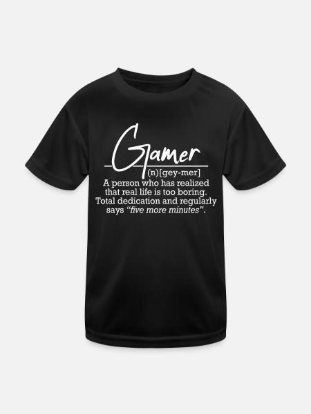 Gamer Definition Fünf Minuten mehr Zocken Gaming - Kinder Funktions-T-Shirt - Schwarz - Vorne
