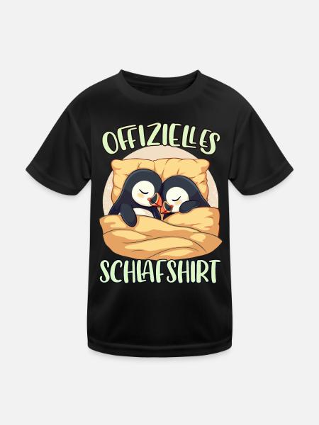 Official Sleep Shirt Sleeping Puffins - Kids Functional T-Shirt - black - Front