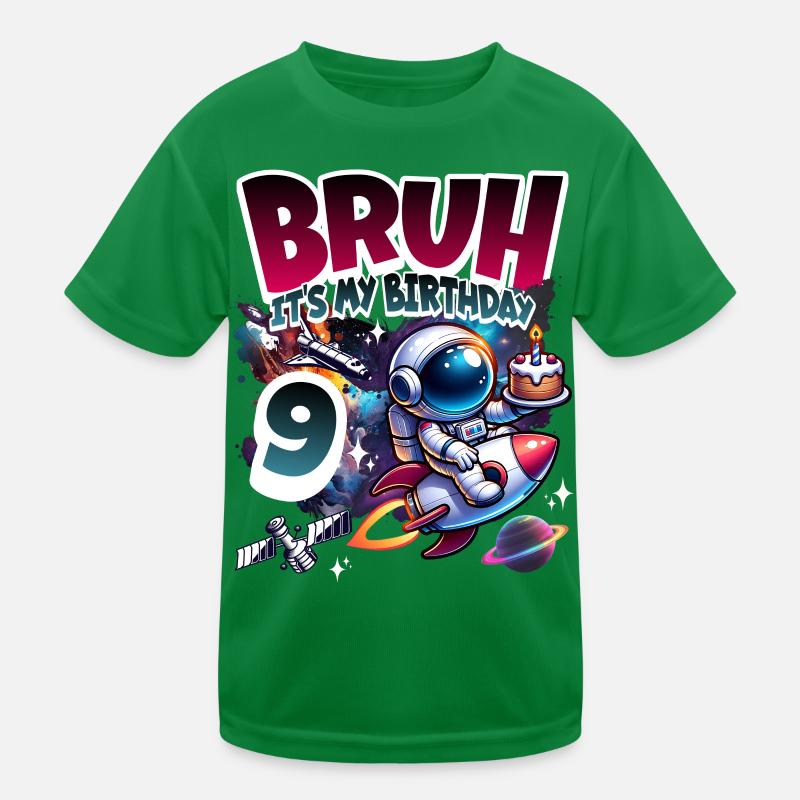Astronaut 9th Birthday Space Kids Functional T-Shirt