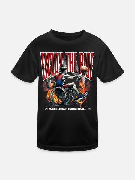 Rollstuhlbasketball Rollstuhl Basketball - Kinder Funktions-T-Shirt - Schwarz - Vorne
