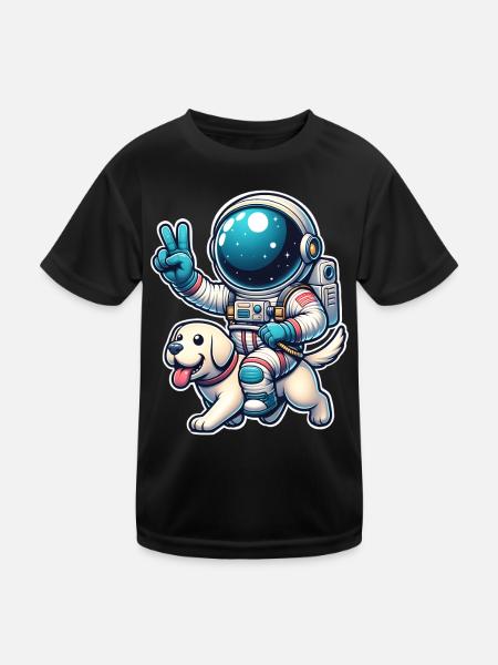 Astronaut Dog - Kids Functional T-Shirt - black - Front