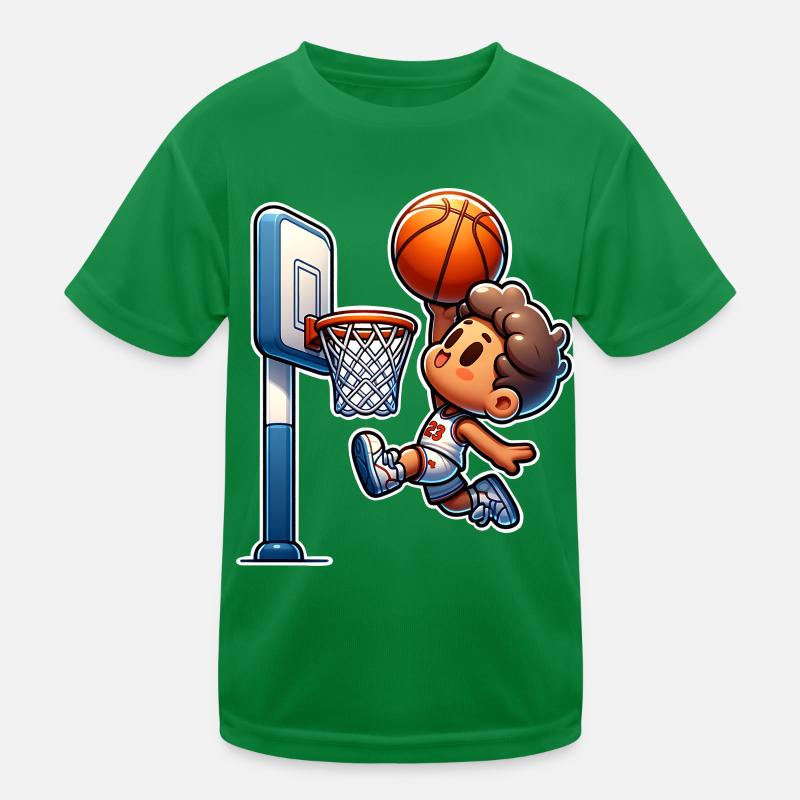 Basketball Dunking Kids Functional T-Shirt