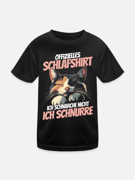 nieOffizielles Schlafshirt - Dreifarbiges Kätzchen - Kinder Funktions-T-Shirt - Schwarz - Vorne