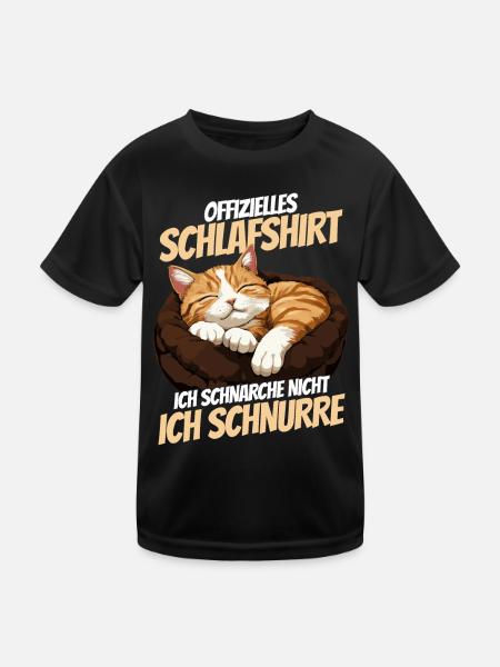 Chemise de nuit officielle : Le chat dort dans le panier - T-shirt sport Enfant - noir - Devant