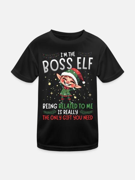 I'm the Chef Elf: Familien Partnerlook Weihnachten - Kinder Funktions-T-Shirt - Schwarz - Vorne