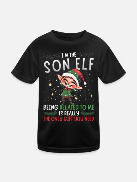 Je suis le fils elfe - Look partenaire de Noël - T-shirt sport Enfant - noir - Devant