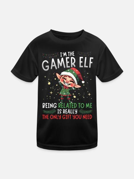 weihnachI'm the Gamer Elf - Partnerlook Weihnachte - Kinder Funktions-T-Shirt - Schwarz - Vorne