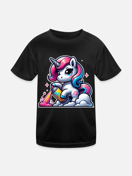 Graffiti Licorne - T-shirt sport Enfant - noir - Devant