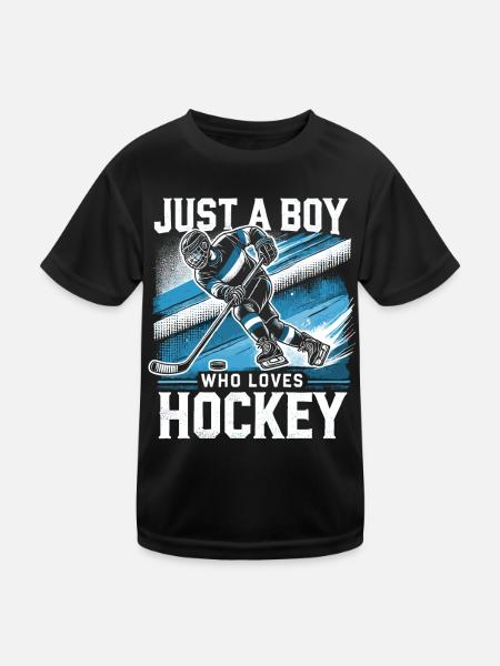 Eishockey, Eishockeyspieler, Junge - Kinder Funktions-T-Shirt - Schwarz - Vorne