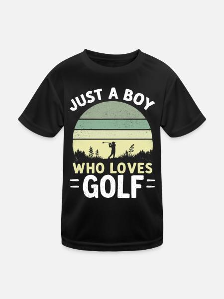 Golf, Golfspieler, Golfsport, Golfer, Junge - Kinder Funktions-T-Shirt - Schwarz - Vorne