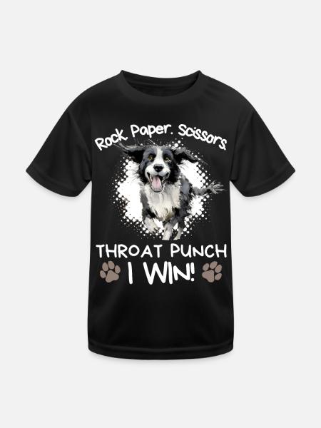 Rock Paper Scissors Throat Punch - Border Collie - Kinder Funktions-T-Shirt - Schwarz - Vorne