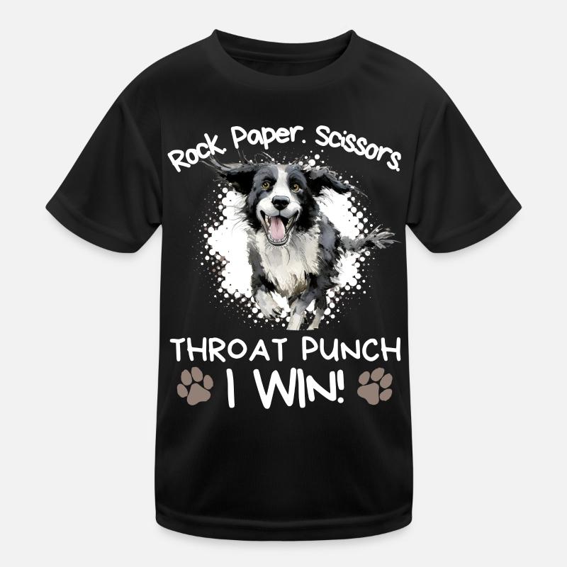 Rock Paper Scissors Throat Punch - Border Collie Kids Functional T-Shirt