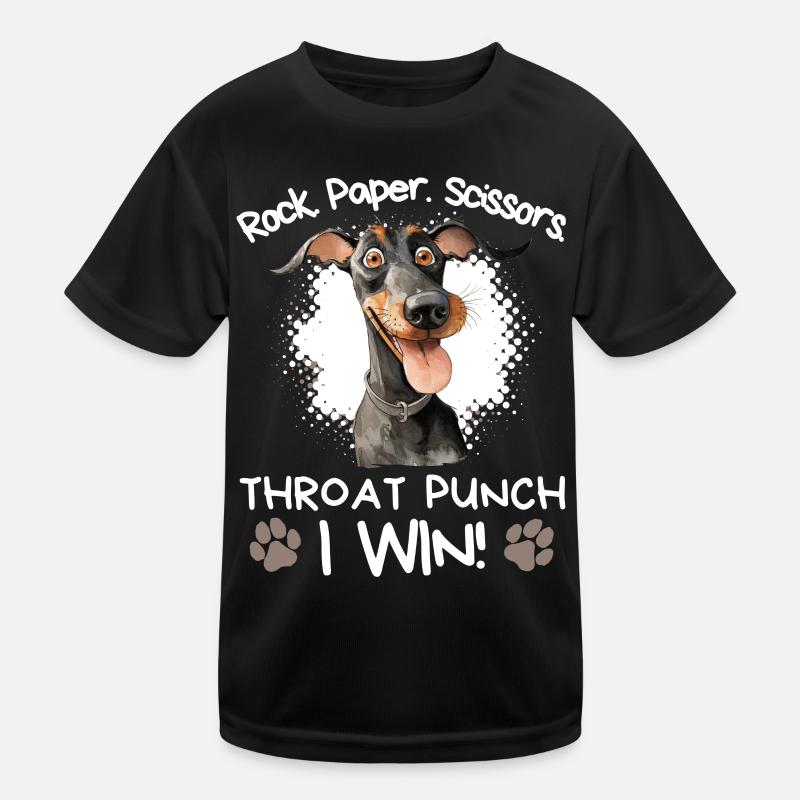 Rock Paper Scissors Doberman Sarcastic Kids Functional T-Shirt