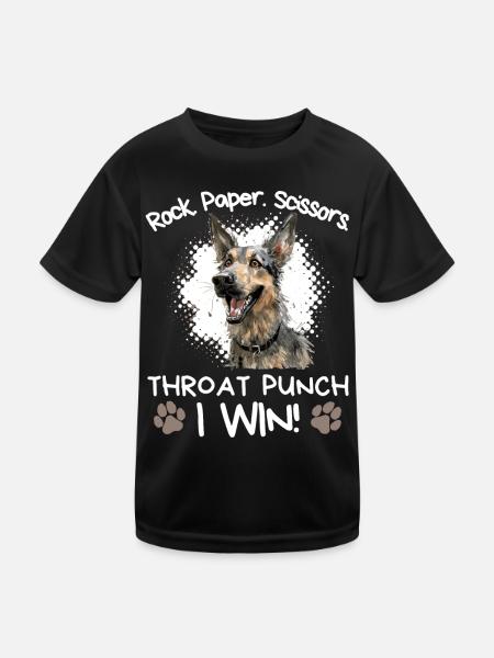 Rock Paper Scissors Deutscher Schäferhund Humo - Kinder Funktions-T-Shirt - Schwarz - Vorne