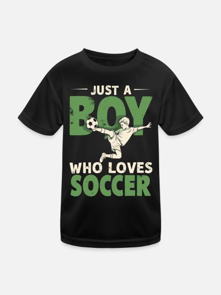 Fußball Fußballer, Fussballspieler Junge - Kinder Funktions-T-Shirt - Schwarz - Vorne