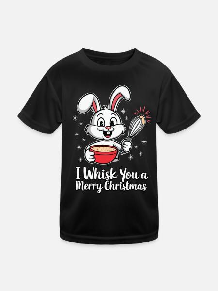 I Whisk You a Merry Christmas Weihnachten Hase - Kinder Funktions-T-Shirt - Schwarz - Vorne