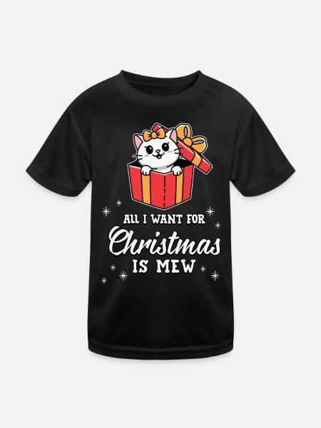 Tout ce que je veux pour Noël, c’est miaou chat mignon - T-shirt sport Enfant - noir - Devant