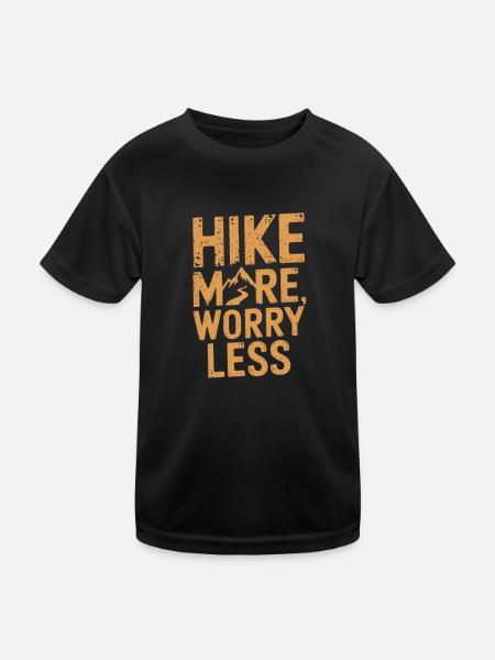 Hike more worry less - Kinder Funktions-T-Shirt - Schwarz - Vorne