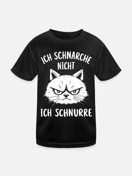 Schlafshirt Schlafanzug Katze Schlafen Schnarchen - Kinder Funktions-T-Shirt - Schwarz - Vorne
