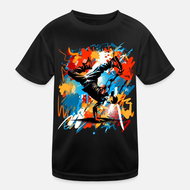Breakdance - Kinder Funktions-T-Shirt - Schwarz