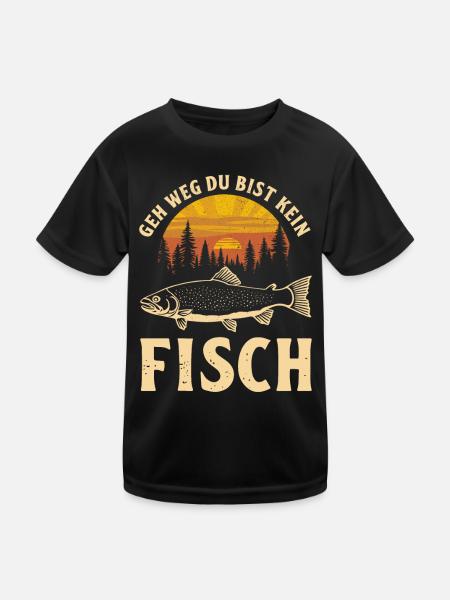 Angeln Angler Fischer Fischen Angel Spruch - Kinder Funktions-T-Shirt - Schwarz - Vorne