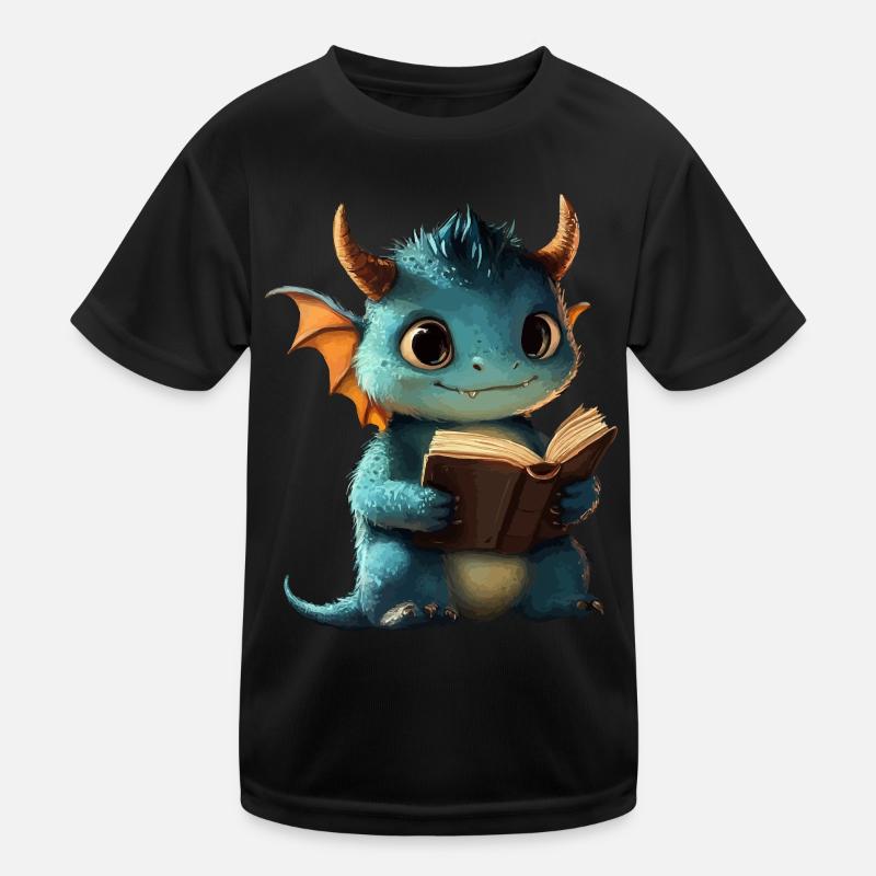 Cute Blue Dragon – Magic for Book Fans Kids Functional T-Shirt