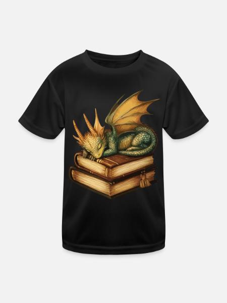 drachenSchlafender goldener Drache – Fantasie auf - Kinder Funktions-T-Shirt - Schwarz - Vorne