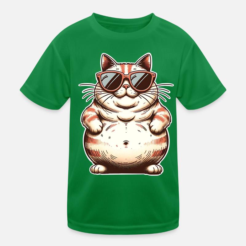 Dicke Coole Katze Kinder Funktions-T-Shirt