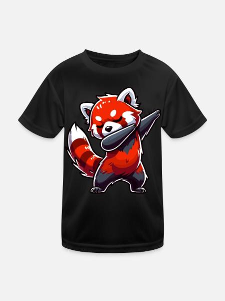 Roter Panda, Red Panda, Pandabär, Dabbing - Kinder Funktions-T-Shirt - Schwarz - Vorne