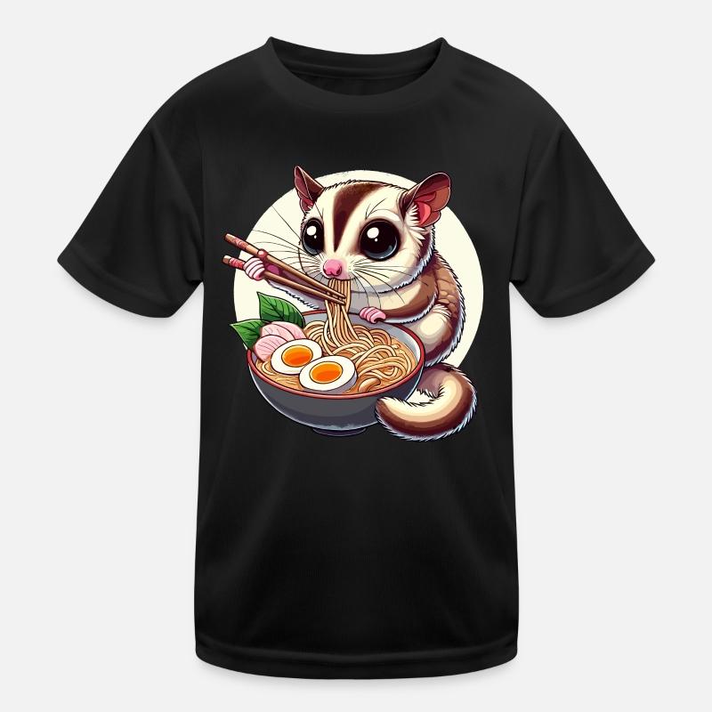 Kurzkopfgleitbeutler, Sugar Glider, Ramen - Kinder Funktions-T-Shirt - Schwarz