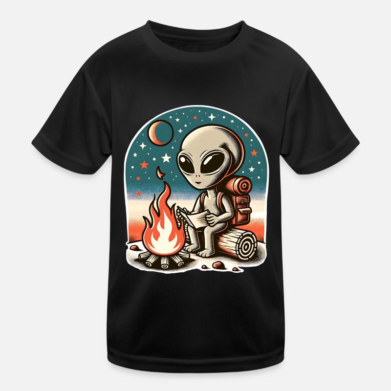 Alien Lagerfeuer Wanderung Kinder Funktions-T-Shirt