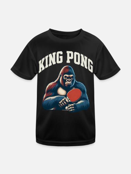 Tischtennis King Pong - Kinder Funktions-T-Shirt - Schwarz - Vorne