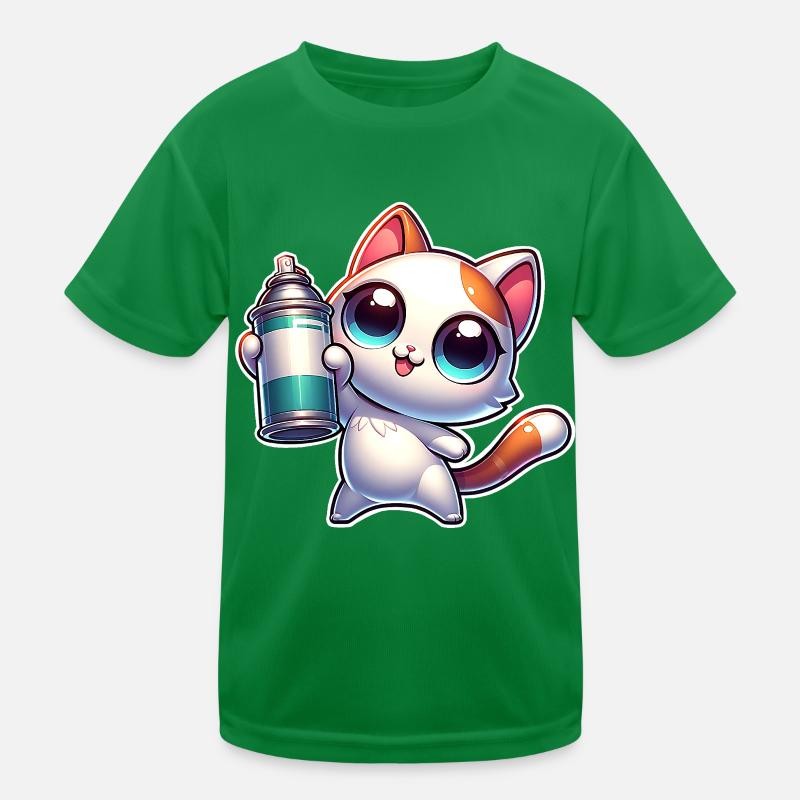 Cat Spray Can Graffiti Kids Functional T-Shirt