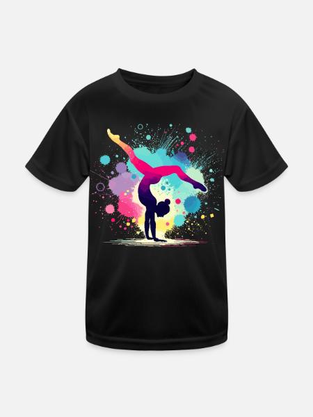 Turnen Gymnastik Turnerin Akrobatik Bodenturnen - Kinder Funktions-T-Shirt - Schwarz