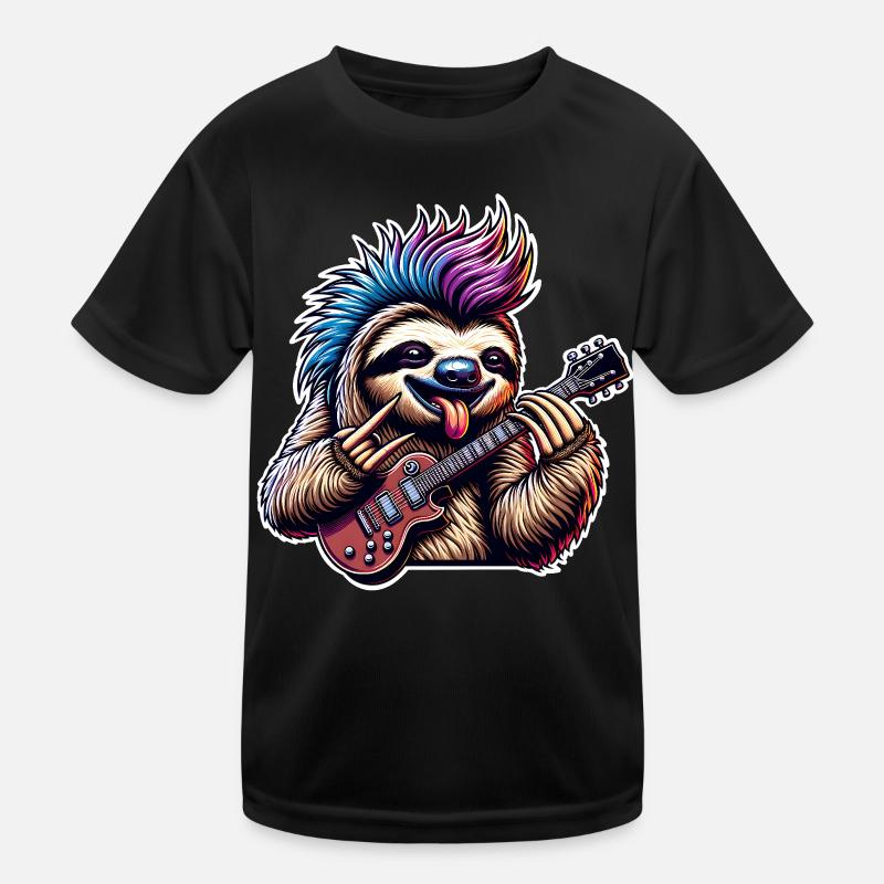 Sloth Rock and Roll Guitarist Kids Functional T-Shirt