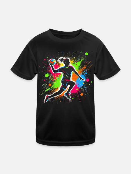 Handball Handballerin, bunt Handballspielerin - Kinder Funktions-T-Shirt - Schwarz