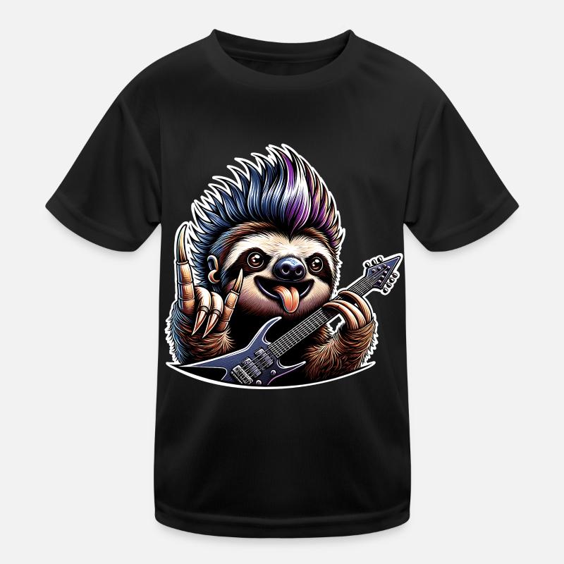 Sloth Rock and Roll Guitarist Kids Functional T-Shirt