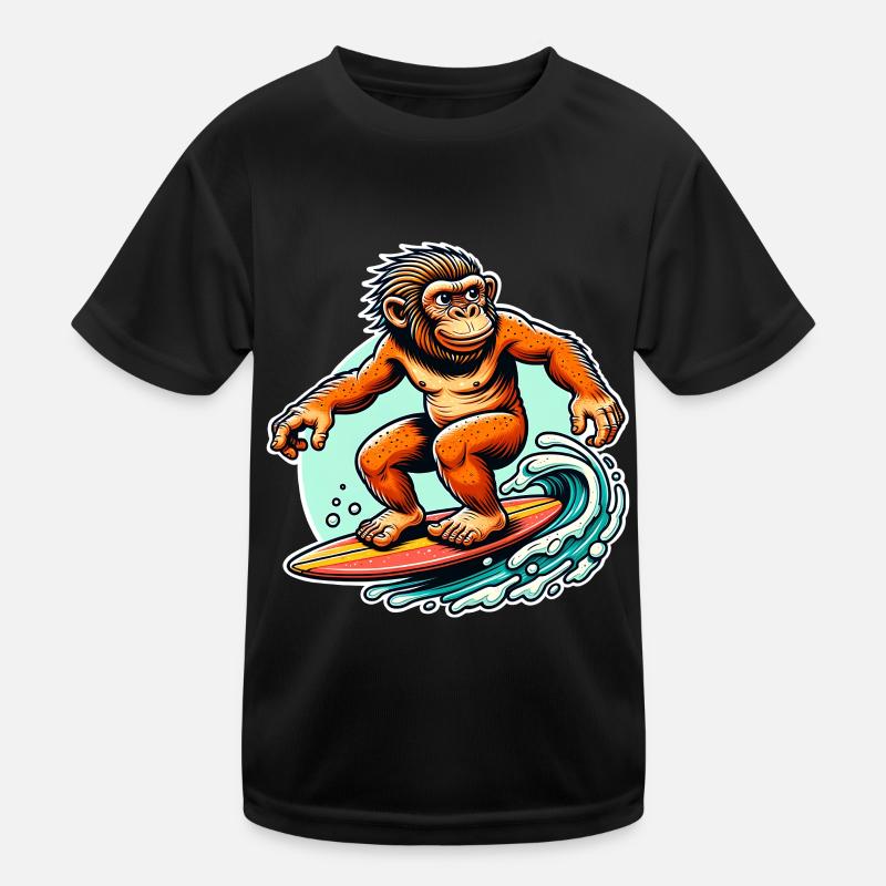 Neandertaler Surfen Surfer Kinder Funktions-T-Shirt