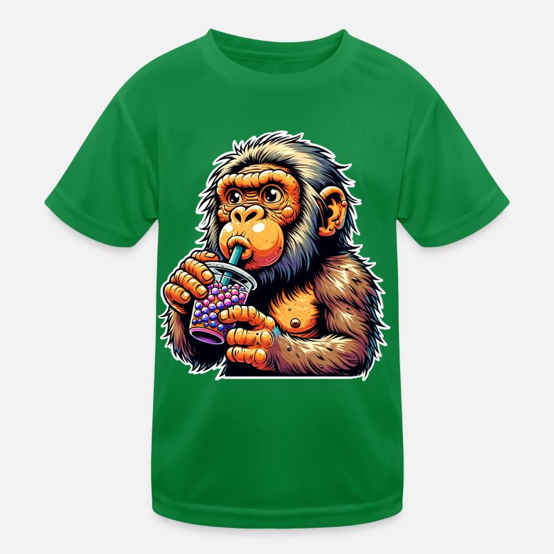 Neandertaler Bubble Tea Kinder Funktions-T-Shirt