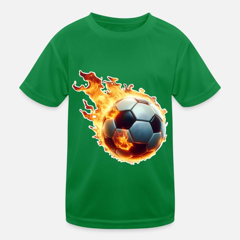 Soccer Flames Ball Kids Functional T-Shirt