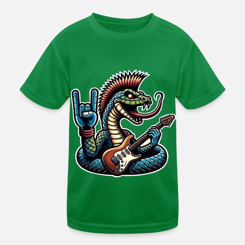 Snake Rock and Roll Guitarist Kids Functional T-Shirt