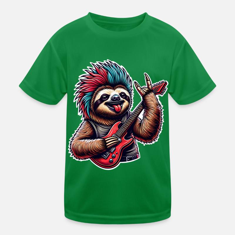 Faultier Rock and Roll Gitarrist Kinder Funktions-T-Shirt