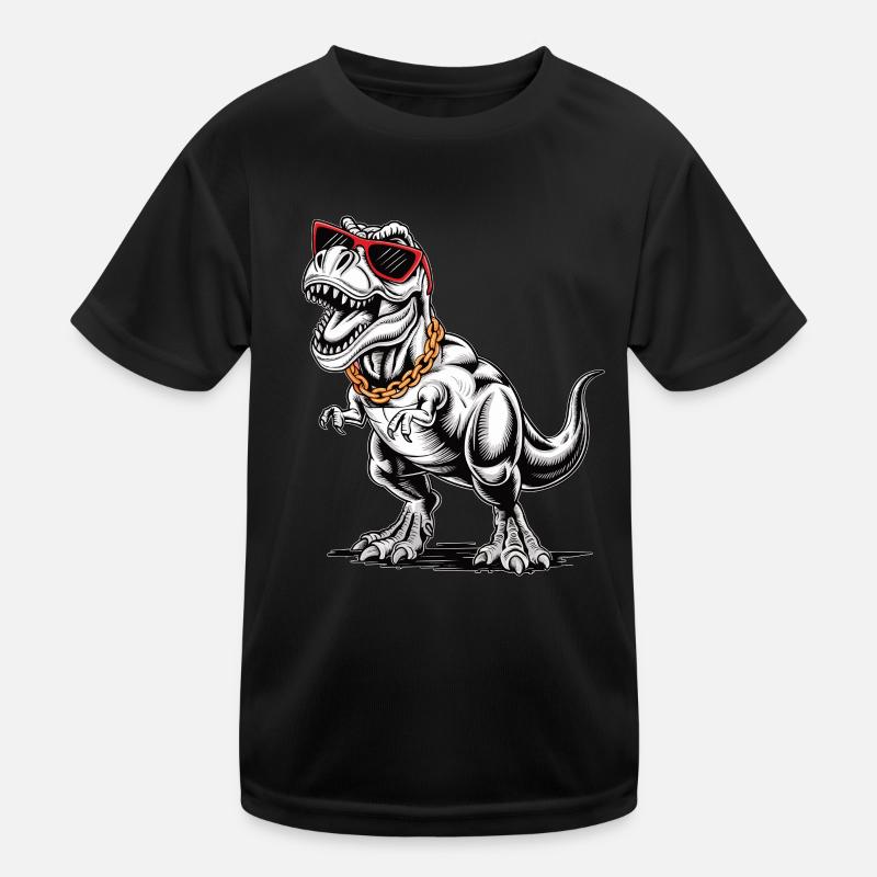 T-Rex avec lunettes de soleil et chaîne dorée T-shirt sport Enfant