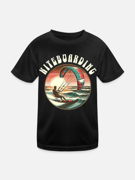 Kitesurfen Kitesurfer Kiteboard - Kinder Funktions-T-Shirt - Schwarz - Vorne