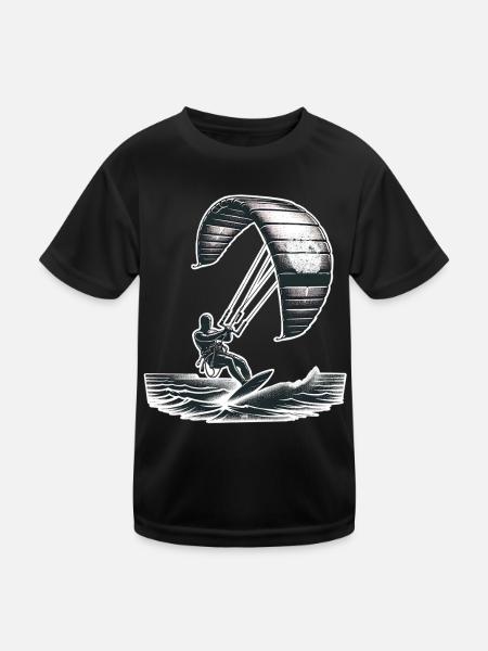 Kitesurfen Kitesurfer Kiteboard - Kinder Funktions-T-Shirt - Schwarz - Vorne