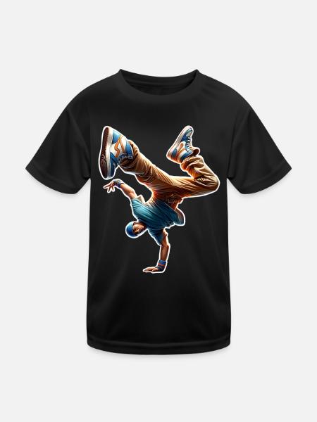 Breakdance - Kinder Funktions-T-Shirt - Schwarz