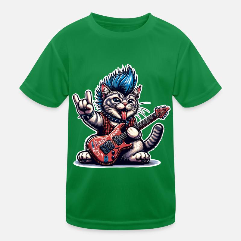 Cat Guitariste de Rock and Roll T-shirt sport Enfant