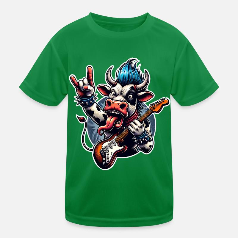 Kuh Guitariste de Rock and Roll T-shirt sport Enfant