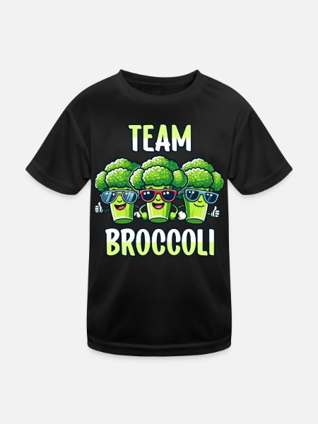 Broccoli, Vegetarian, Vegetables, Team Broccoli - Kids Functional T-Shirt - black - Front